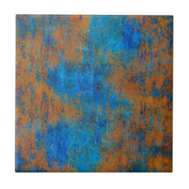 Grunge Blue Copper Boho Fliese