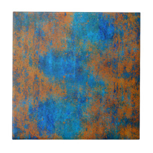 Grunge Blue Copper Boho Fliese