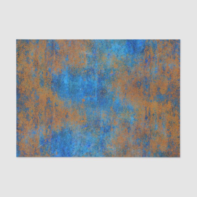 Grunge Blue Copper Boho Seidenpapier (Vorderseite)