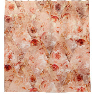 Grunge Blumenmuster. Korallenhintergrund. Duschvorhang