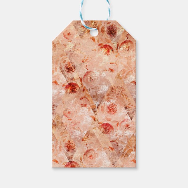 Grunge Blumenmuster. Korallenhintergrund. Geschenkanhänger (Vorderseite)