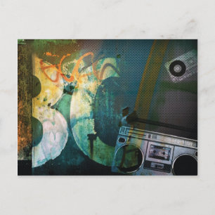 Grunge Boombox Postkarte