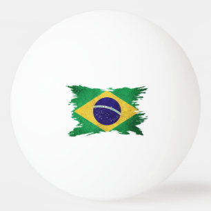 Grunge Brasil-Flagge, Pinselstrich, brasilianische Tischtennisball