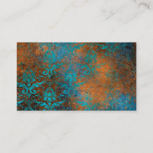 Grunge Braun Blau Florales Dekoratives Luxus-Muste Visitenkarte