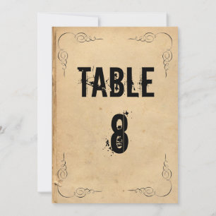 Grunge Braunes Papier Hochzeit Tisch Nummer Einladung