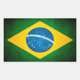 Grunge Brazil Flag Rechteckiger Aufkleber