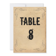 Grunge Brown Paper Wedding Tischnummer