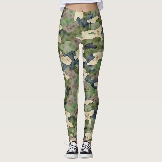 Grunge Camouflage Subtle Dirt Pattern Leggings (Vorderseite)