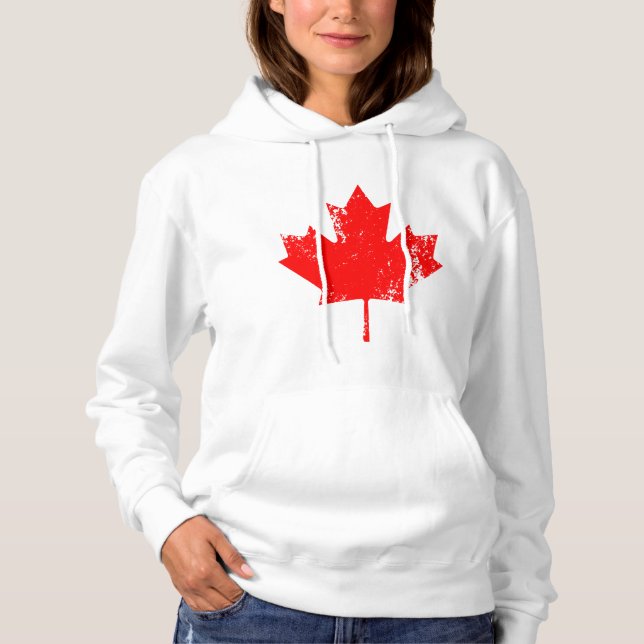 Grunge Canada Flag Maple - Rot verzerrt Hoodie (Vorderseite)