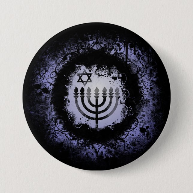 Grunge Chanukah Menorah Button (Vorderseite)