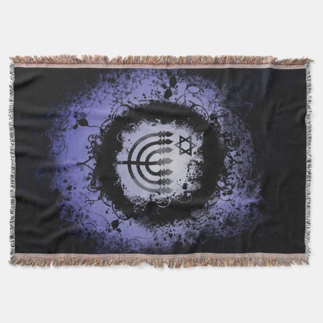 Grunge Chanukah Menorah Decke (Vorderseite)