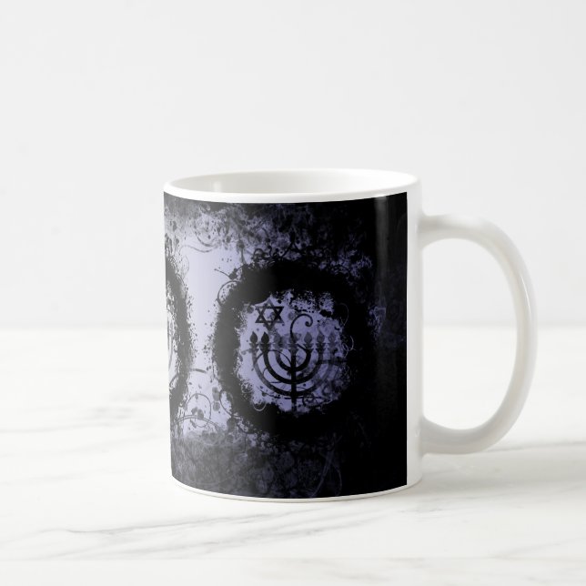 Grunge Chanukah Menorah Kaffeetasse (Rechts)