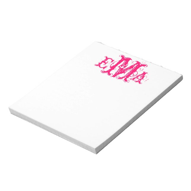 Grunge Chic Personalisiert Monogram Notepad Notizblock (Rotiert)