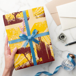 Grunge City Geschenkpapier