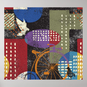 Grunge Cityscape: Nahtlose Vintage Textur Poster