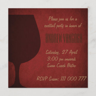 Grunge-Cocktail-Glas-Party Einladungs-Rot Einladung