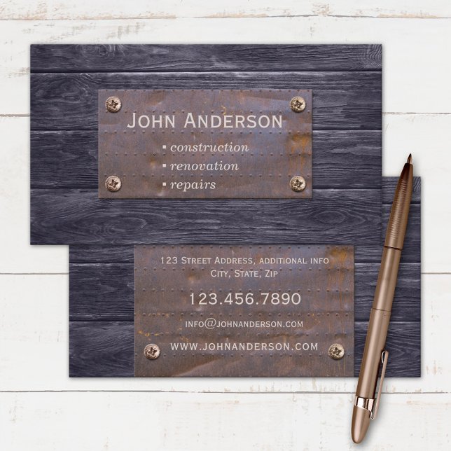 Grunge Construction Renovation Business Card Visitenkarte (Von Creator hochgeladen)