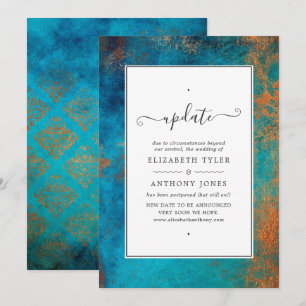Grunge Copper Patina und Türkis Wedding Update Einladung