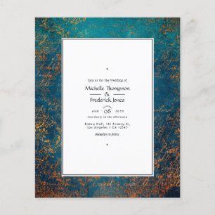 Grunge Copper Patina und türkisfarbene Hochzeit Ei Flyer