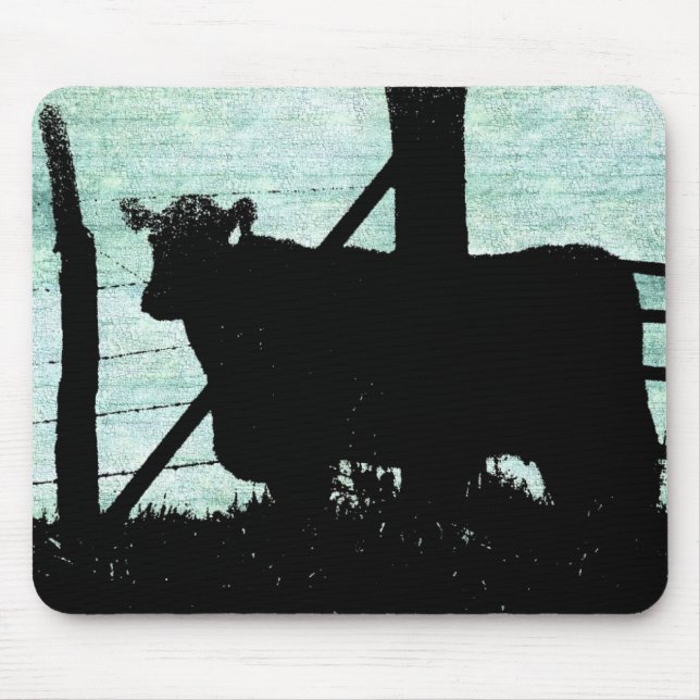 Grunge Cow Silhouette Mousepad (Vorne)