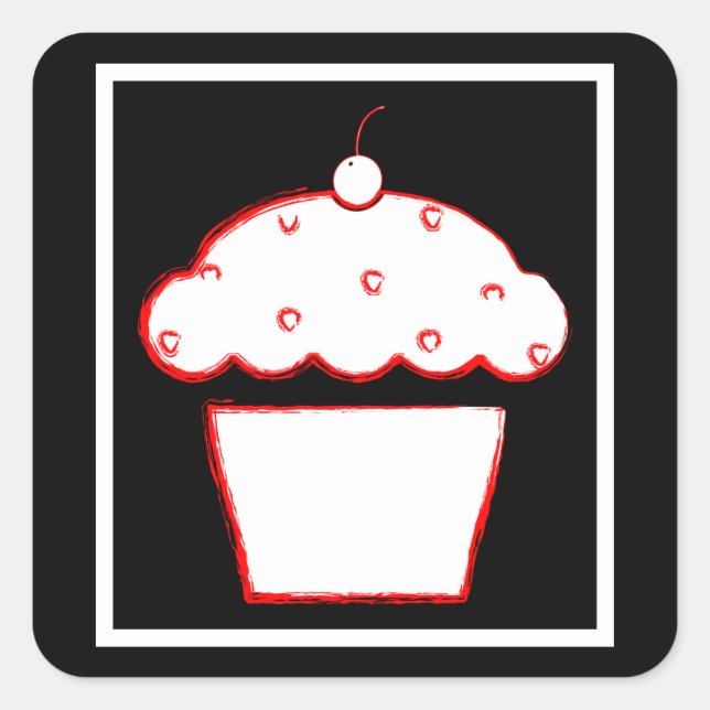 Grunge Cupcake Quadratischer Aufkleber (Vorderseite)