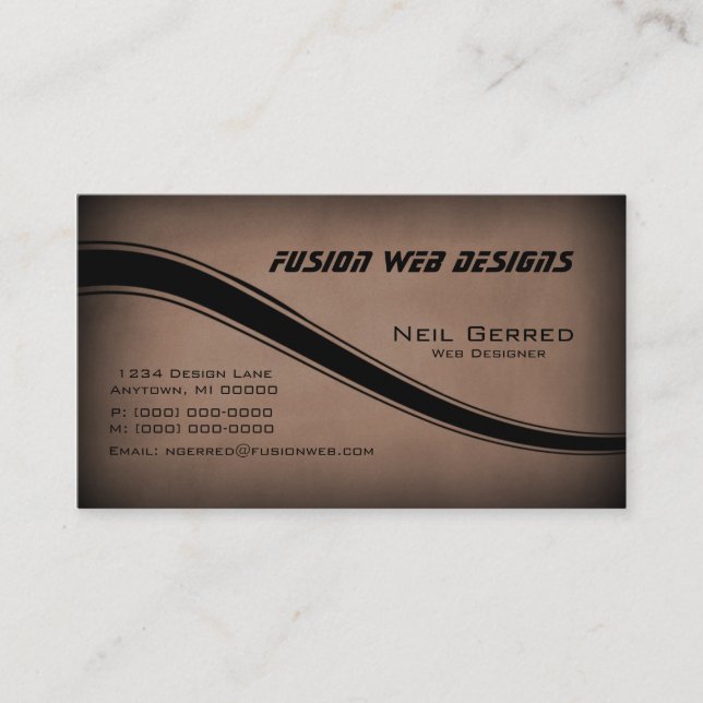 Grunge Curves Business Card, Mocha Visitenkarte (Vorderseite)