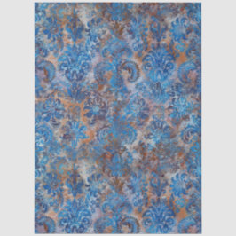 Grunge Damask Cobalt Blue Rust Orange Seidenpapier
