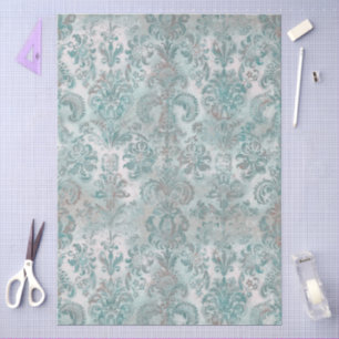 Grunge Damast Aqua Minzblau Röte Pink Seidenpapier