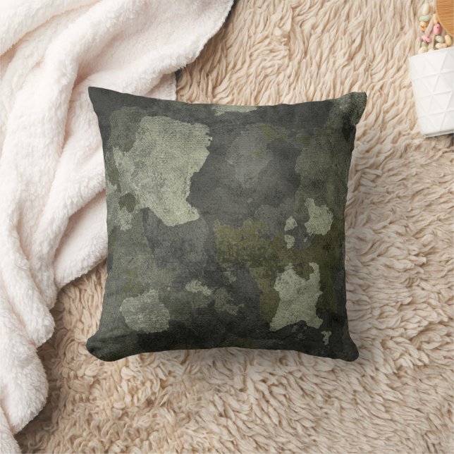 Grunge Dark Camouflage Throw Kissen (Decke)