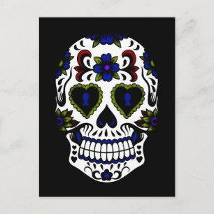 Grunge Day of the Dead Blue & Red Postkarte