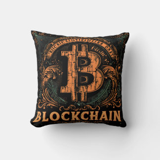 Grunge decorative Bitcoin logo blockchain Design Kissen