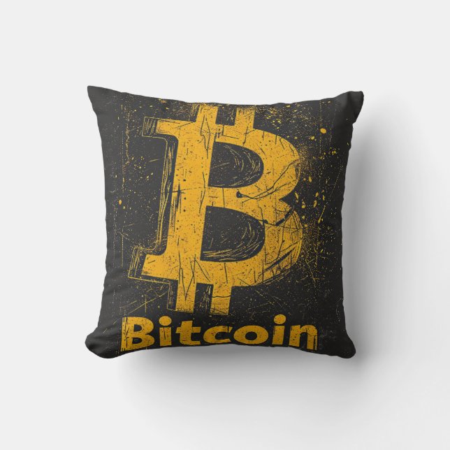 Grunge decorative Bitcoin logo blockchain Design Kissen (Vorderseite)