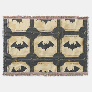 Grunge Denim Halloween Patchwork mit Fledermäusen Decke