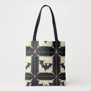 Grunge-Denim-Halloween-Patchwork mit Fledermäusen Tasche
