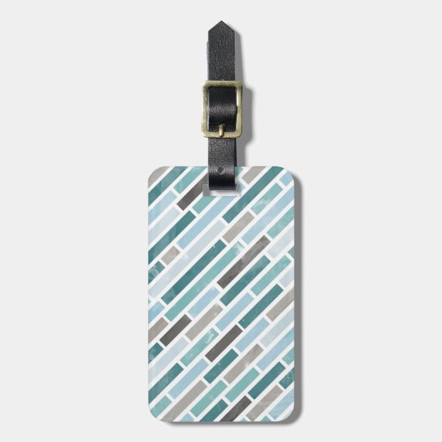 Grunge Diagonal Stripe Muster Gepäckanhänger (Vorderseite vertikal)