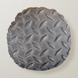 Grunge Diamantmetalle, geschweißte Stahlstruktur. Rundes Kissen