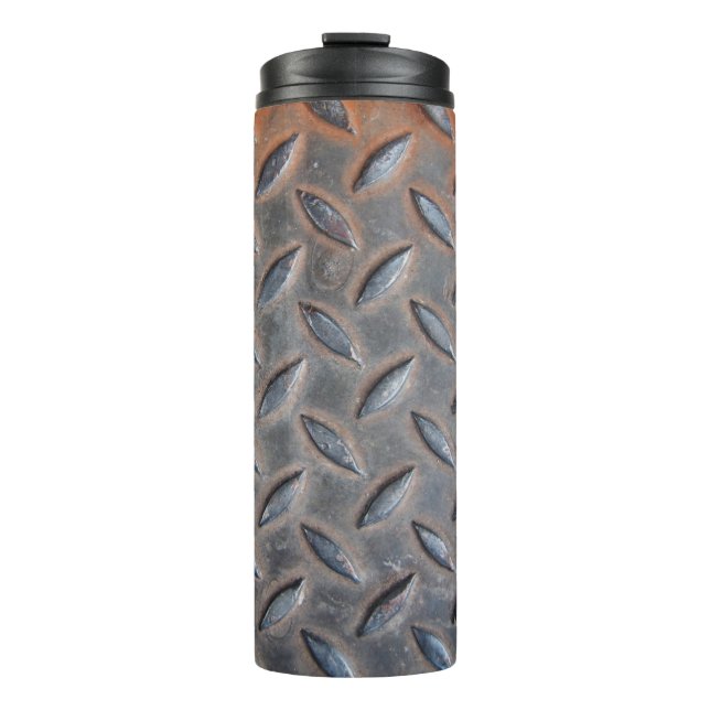 grunge Diamantuntergrund, geschweißte Stahlsurfe Thermosbecher (Vorderseite)