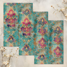 GRUNGE DISTRESSED DAMASK DECOUPAGE TISSUPAPIER