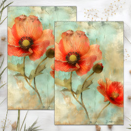 GRUNGE DISTRESSEITE FLORAL DECOUPAGE SEIDENPAPIER