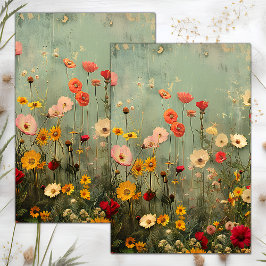 GRUNGE DISTRESSEITE FLORAL DECOUPAGE SEIDENPAPIER