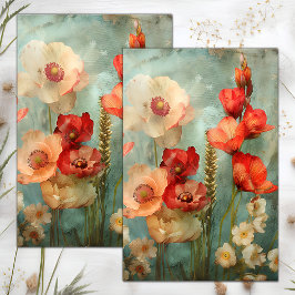 GRUNGE DISTRESSEITE FLORAL DECOUPAGE SEIDENPAPIER