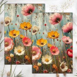 GRUNGE DISTRESSEITE FLORAL DECOUPAGE SEIDENPAPIER