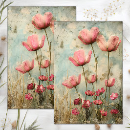 GRUNGE DISTRESSEITE FLORAL DECOUPAGE SEIDENPAPIER