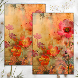 GRUNGE DISTRESSEITE FLORAL DECOUPAGE SEIDENPAPIER