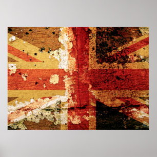 Grunge drapeau britannique sur une vieille affiche