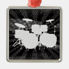 Grunge Drums Black Burst Silbernes Ornament