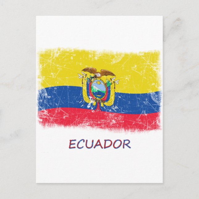 Grunge Ecuador-Flagge Postkarte (Vorderseite)