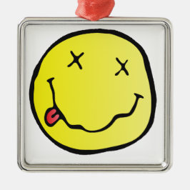 Grunge Emoji Silbernes Ornament