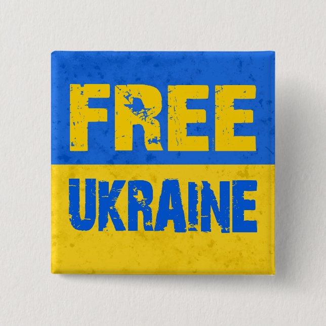 Grunge-Fahne der Freien Ukraine Button (Vorderseite)