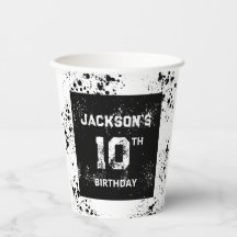 Grunge-Farbspritzer-Schwarzweiß-Geburtstag